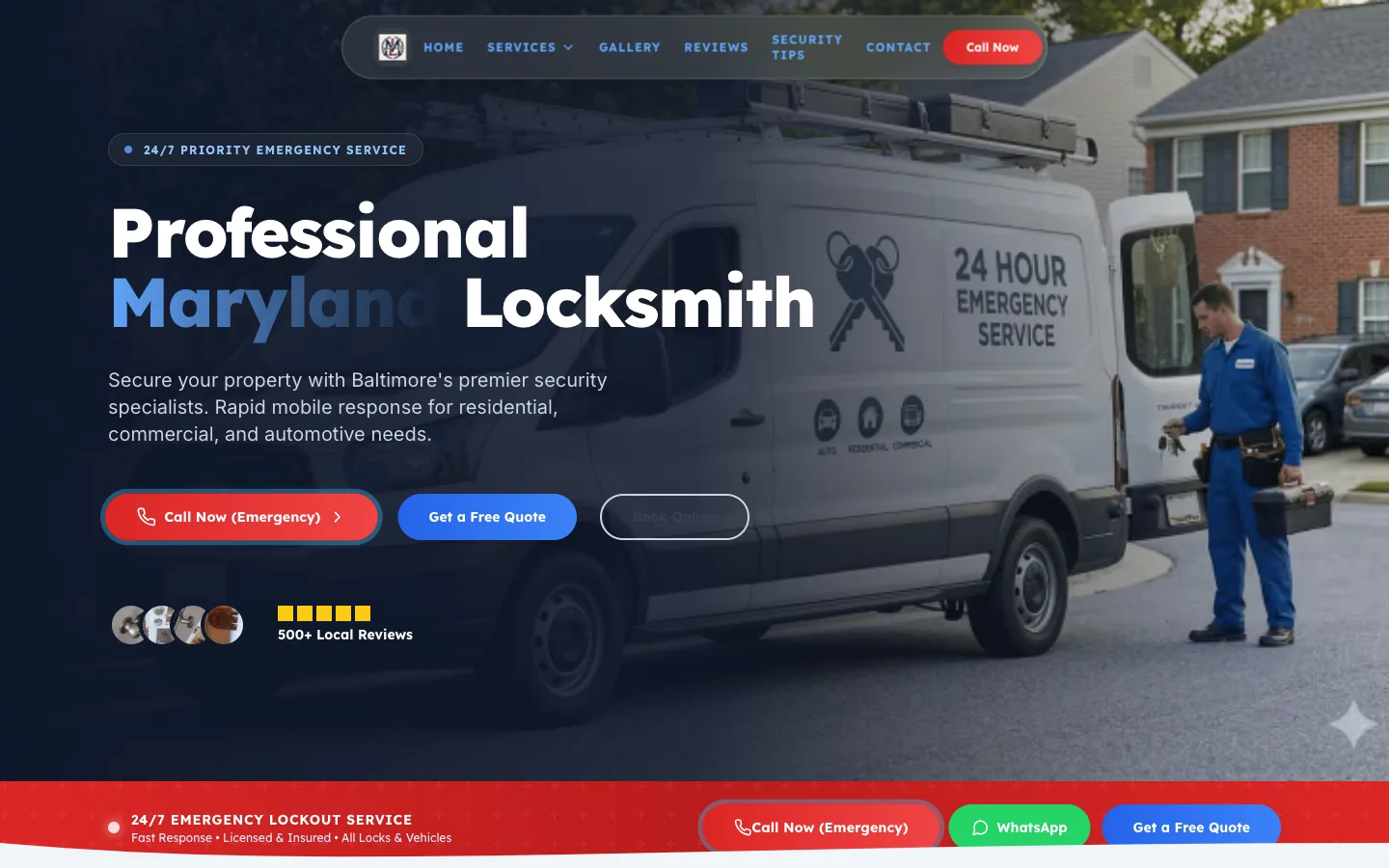 Maryland Emergency Lock & Key website homepage